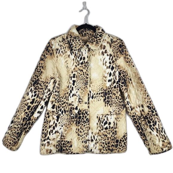 Dana Buchman Quilted Jacket Animal Print Leopard Lightweight Blazer Size M - Picture 5 of 16